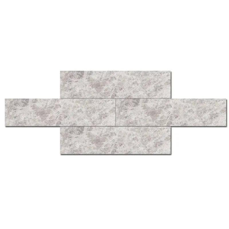 Marble Tiles - Subway Silver Cloud Honed Marble Tiles 100x300x10mm - intmarble