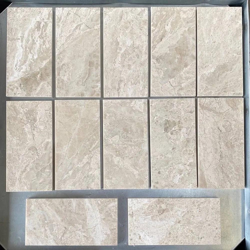 Marble Tiles - Royal Cream Honed Subway Metro Marble Tiles 70x140x10mm - intmarble