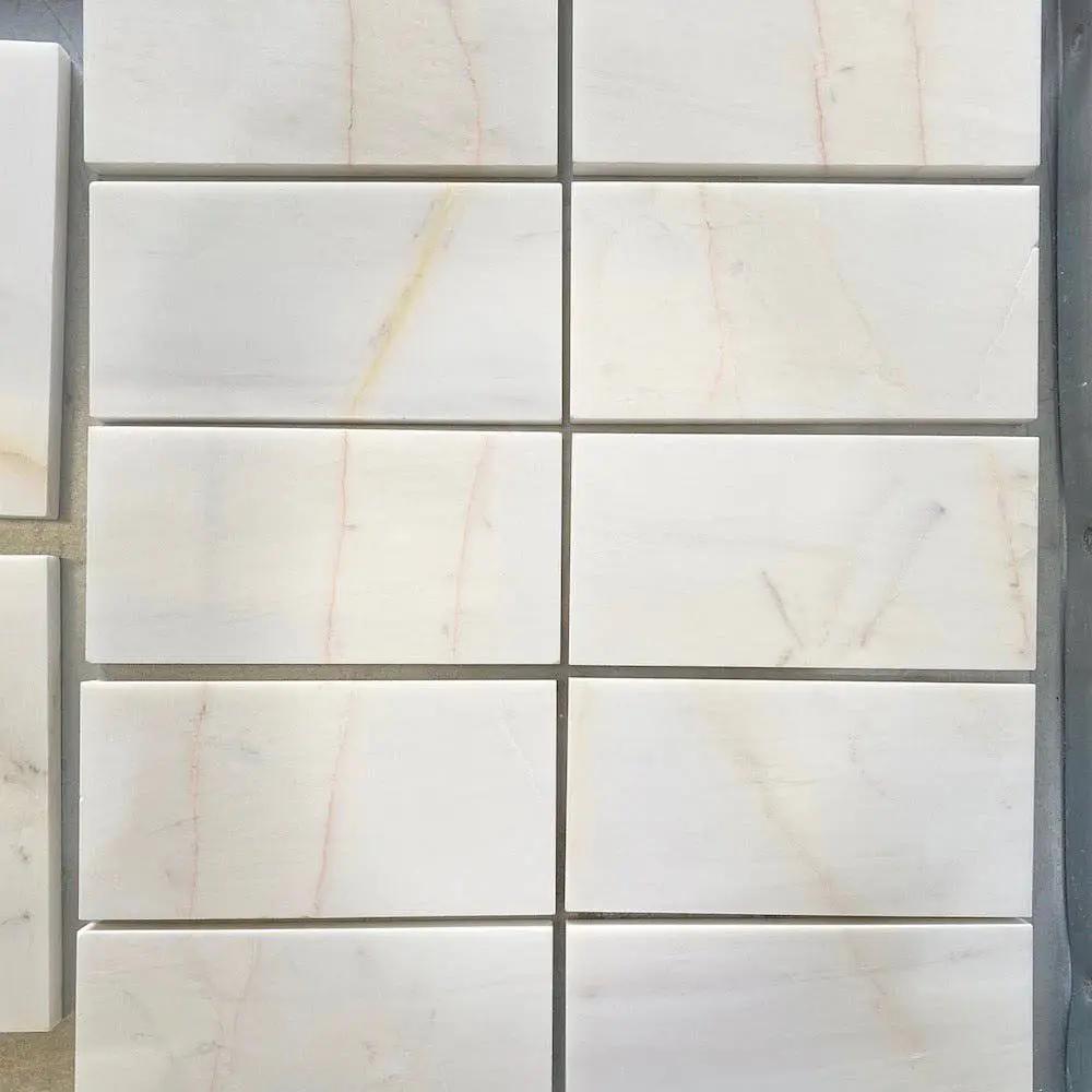 Marble Tiles - Snow White Polished Marble Tiles Subways 70x140x10mm - intmarble