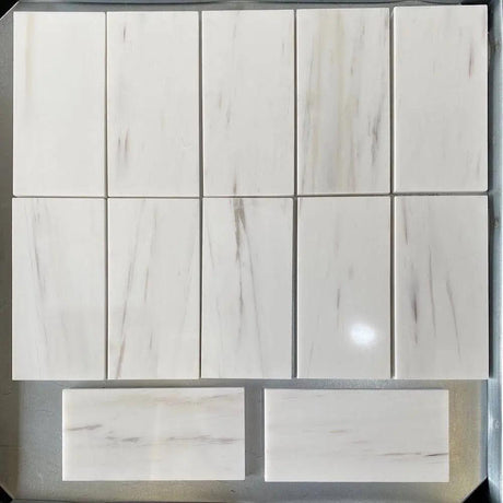 Marble Tiles - Snow White Honed Marble Tiles Subways 70x140x10mm - intmarble