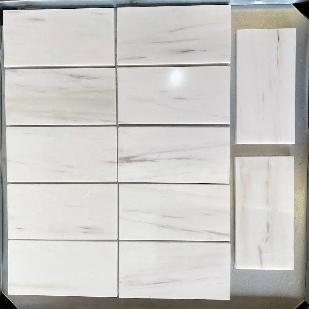 Marble Tiles - Snow White Honed Marble Tiles Subways 70x140x10mm - intmarble