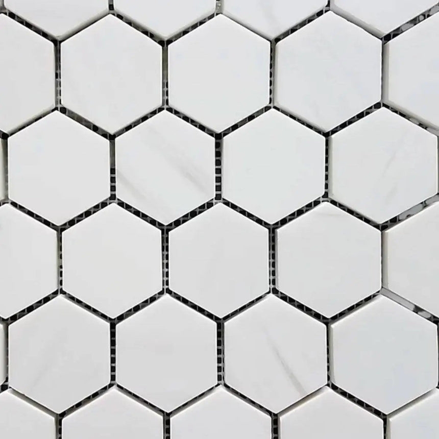 Marble Tiles - Dolomite Honed Hexagon Marble Mosaic Tiles - intmarble