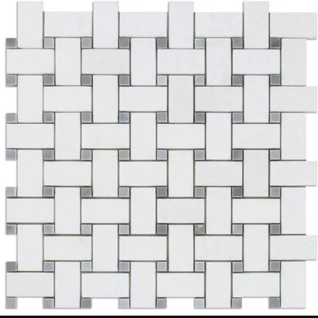 Marble Tiles - Basket-weave Dolomite Honed Marble Mosaic Tile - intmarble