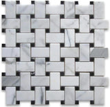 Marble Tiles - Calacatta Polished Basketweave Marble Mosaic Tile - intmarble