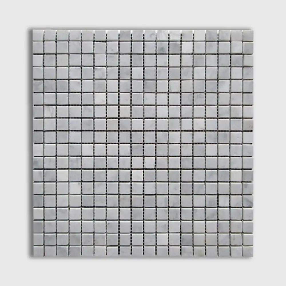 Marble Tiles - White Carrara Semi Polished Marble Mosaic Tiles 9x9x10mm - intmarble