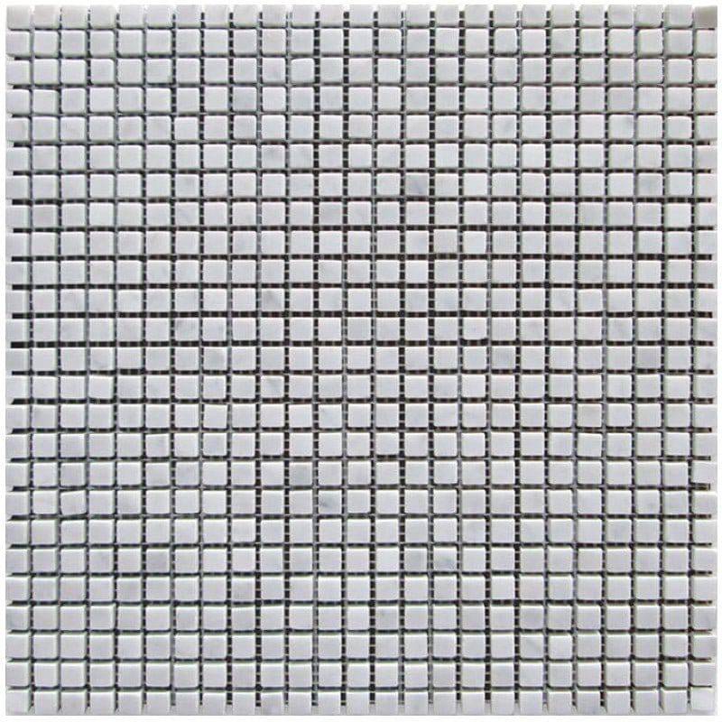 Marble Tiles - White Carrara Semi Polished Marble Mosaic Tiles 9x9x10mm - intmarble