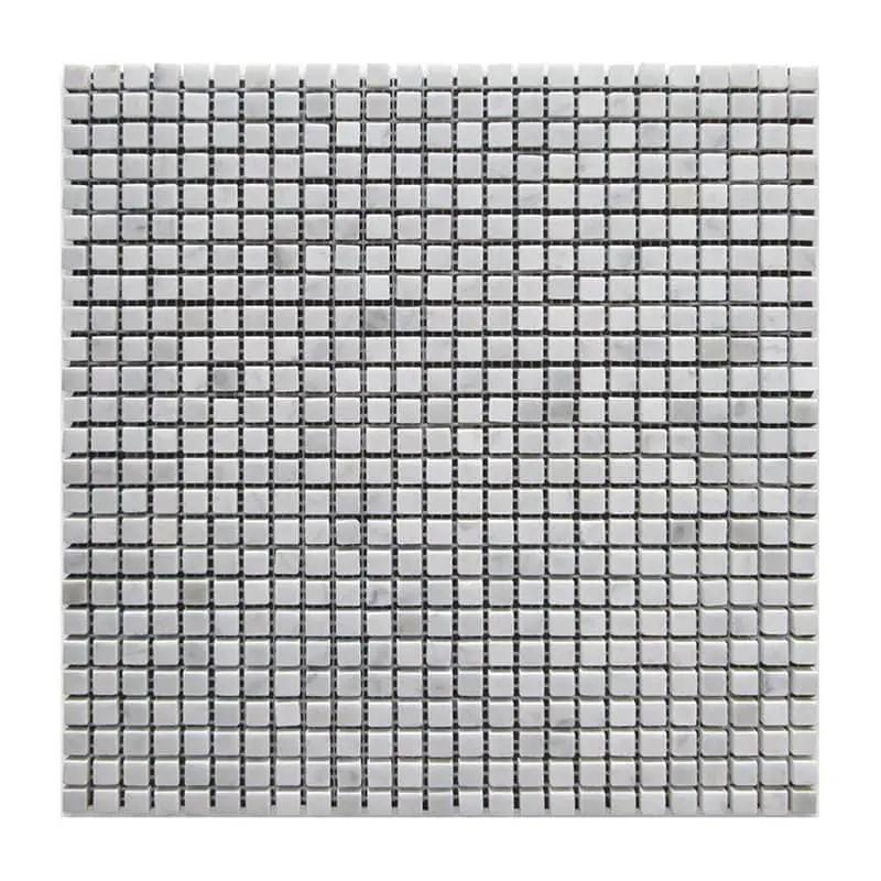 Marble Tiles - White Carrara Semi Polished Marble Mosaic Tiles 9x9x10mm - intmarble