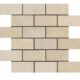Marble Tiles - Ivory Honed Filled Travertine Mosaic Tiles 50x100x10mm - intmarble