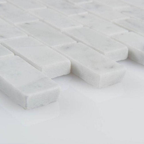 Marble Tiles - Bianco Carrara Marble Mini Subways Honed Marble Mosaic Tiles - intmarble