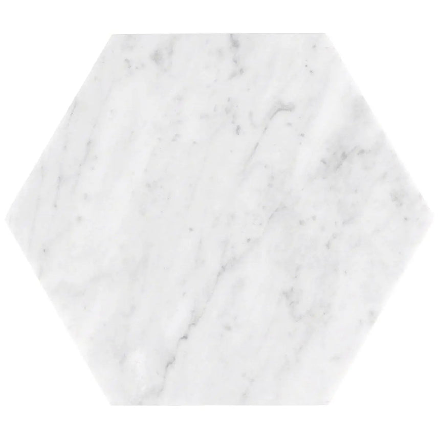 Marble Tiles - Bianco Carrara Waterjet Hexagon Marble Tiles 200x200x10mm - intmarble
