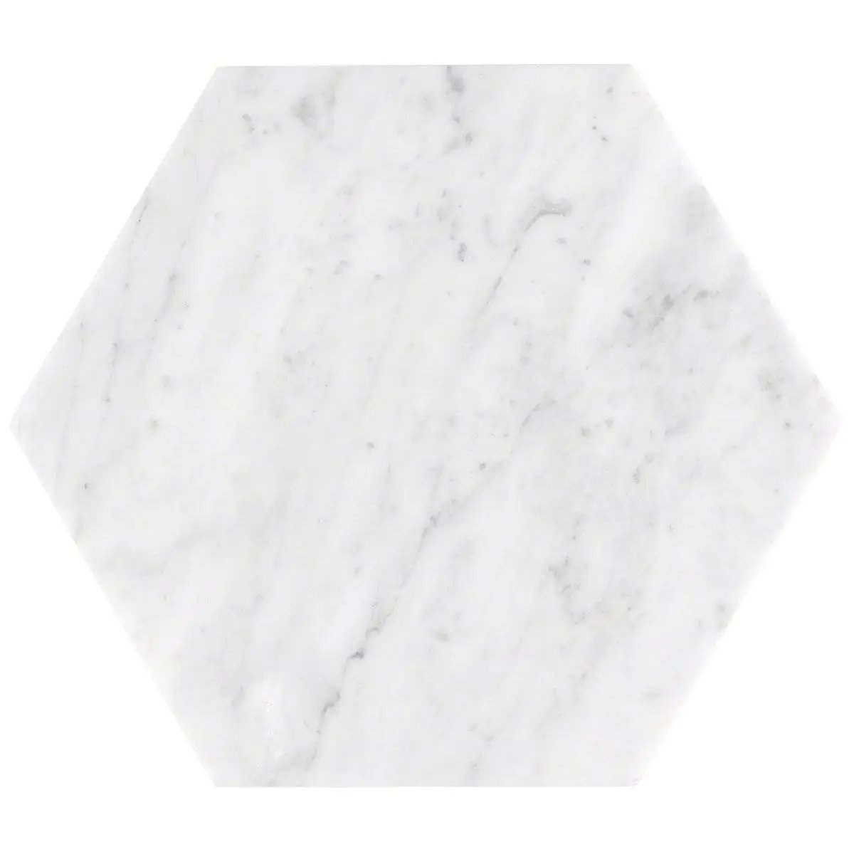 Marble Tiles - Bianco Carrara Waterjet Hexagon Marble Tiles 200x200x10mm - intmarble