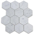 Marble Tiles - Carrara Hexagon Marble Mosaic Tiles 100x100x10mm - intmarble