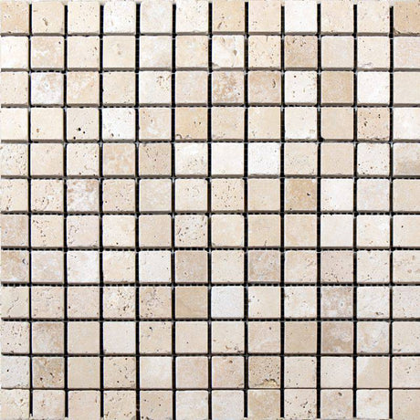 Marble Tiles - Ivory Travertine Mosaic Tiles Floor Wall Cover - intmarble