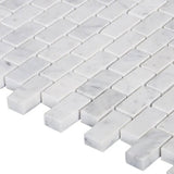 Marble Tiles - Carrara White Honed Marble Mosaic Tiles Mini Brick 15x30mm - intmarble