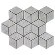 Marble Tiles - White Marble 3D Diamond Cube Hexagon Marble Mosaic Tile - intmarble