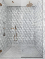 Marble Tiles - White Marble 3D Diamond Cube Hexagon Marble Mosaic Tile - intmarble