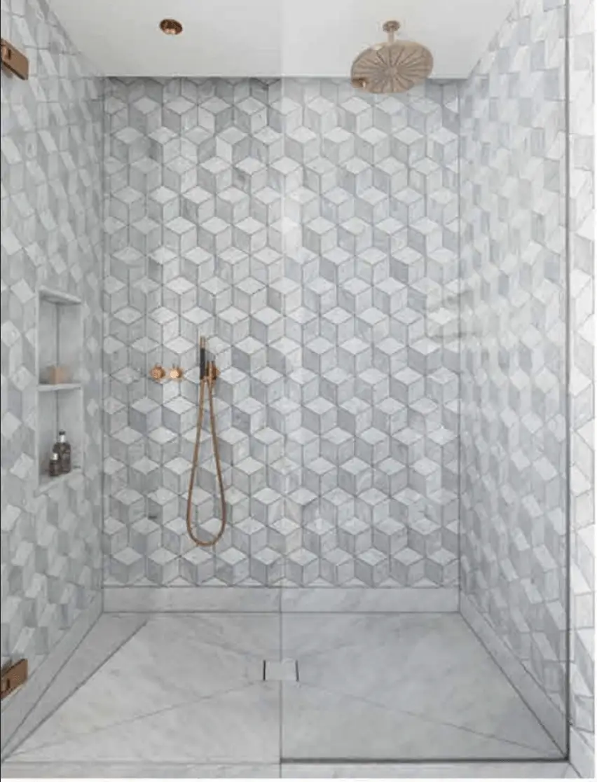 Marble Tiles - White Marble 3D Diamond Cube Hexagon Marble Mosaic Tile - intmarble