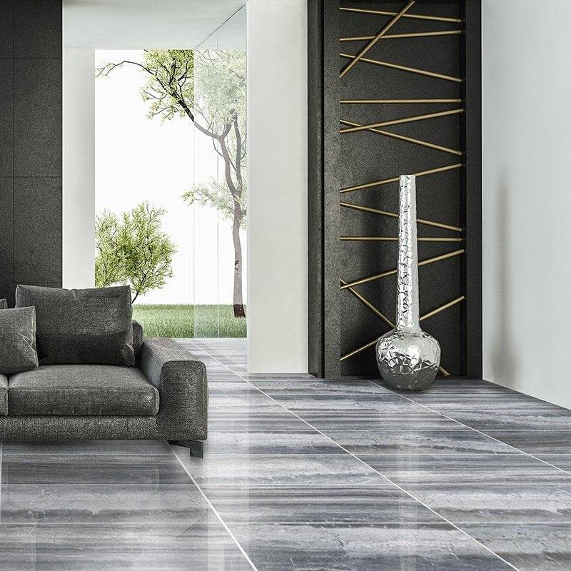 Marble Tiles - Haise Vein Gray Polished Marble Tiles Floor Wall Decor - intmarble