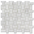 Marble Tiles - Basket Weave Marble Mosaic Tile With Thassos Dot 25x50x10mm - intmarble