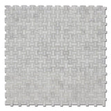 Marble Tiles - Basket Weave Marble Mosaic Tile With Thassos Dot 25x50x10mm - intmarble