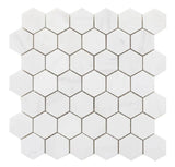 Marble Tiles - Bianco Dolomite Honed Marble Hexagon Mosaic Tile 48x48x10mm - intmarble