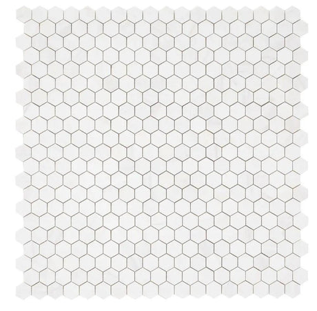 Marble Tiles - Bianco Dolomite Honed Marble Hexagon Mosaic Tile 48x48x10mm - intmarble