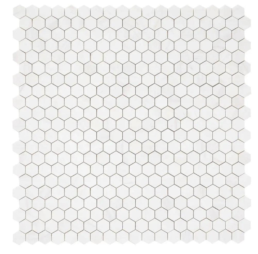 Marble Tiles - Bianco Dolomite Honed Marble Hexagon Mosaic Tile 48x48x10mm - intmarble