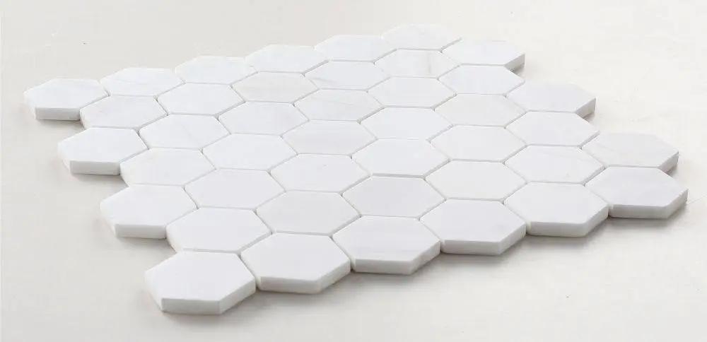 Marble Tiles - Bianco Dolomite Honed Marble Hexagon Mosaic Tile 48x48x10mm - intmarble
