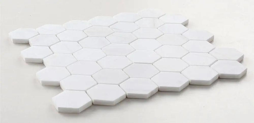 Marble Tiles - Bianco Dolomite Polished Marble Hexagon Mosaic Tile 48x48x10mm - intmarble