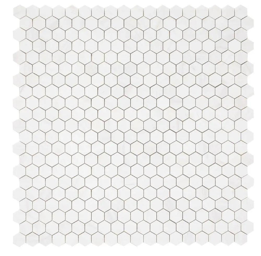 Marble Tiles - Bianco Dolomite Polished Marble Hexagon Mosaic Tile 48x48x10mm - intmarble