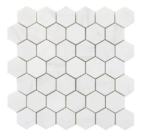 Marble Tiles - Bianco Dolomite Polished Marble Hexagon Mosaic Tile 48x48x10mm - intmarble