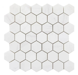 Marble Tiles - Bianco Dolomite Polished Marble Hexagon Mosaic Tile 48x48x10mm - intmarble