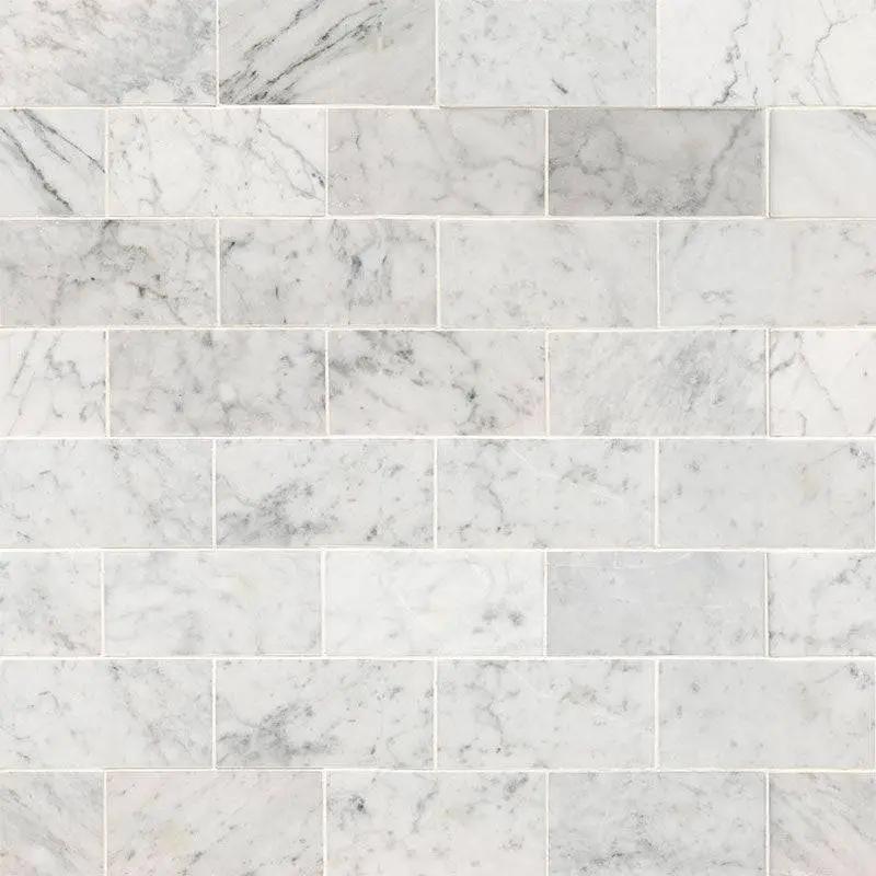 Marble Tiles - Carrara White Italian Honed Marble Subway Tiles, 70x140x10mm - intmarble