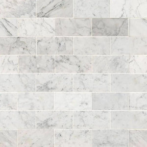 Marble Tiles - Carrara White Italian Honed Marble Subway Tiles, 70x140x10mm - intmarble