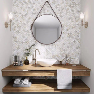 Marble Tiles - Calacatta Amber Polished Arabesque Lantern Marble Mosaic Tiles - intmarble