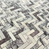 Marble Tiles - Calacatta Viola Polished Herringbone Marble Mosaic - intmarble