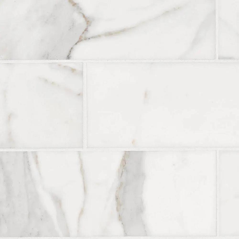 Marble Tiles - Calacatta Gold Honed Italian Subway Marble Tile 75x305x10mm - intmarble