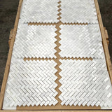 Marble Tiles - Carrara T Polished Mini Herringbone Marble Mosaic Tile - intmarble
