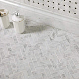 Marble Tiles - Carrara Marble Honed Herringbone Mosaic Tiles 25x75mm - intmarble