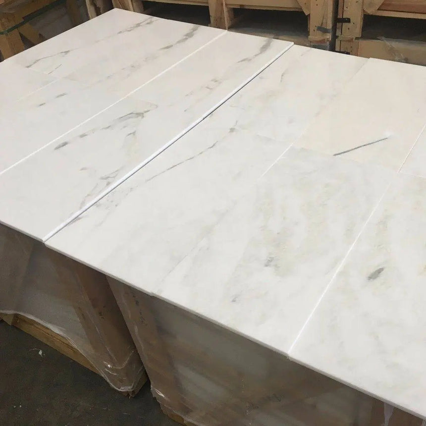 Marble Tiles - Bianco Namibia Polished Italian Marble Tiles 305x610x12mm - intmarble