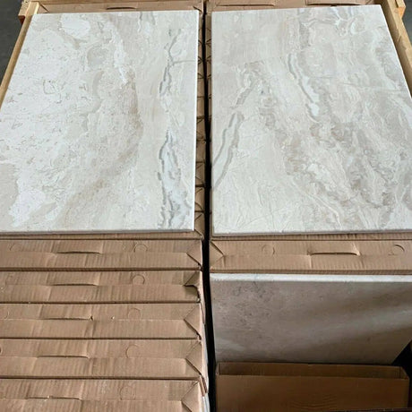 Marble Tiles - Diana Royal Tumbled Antiqued Marble Tile 406x610x12mm - intmarble