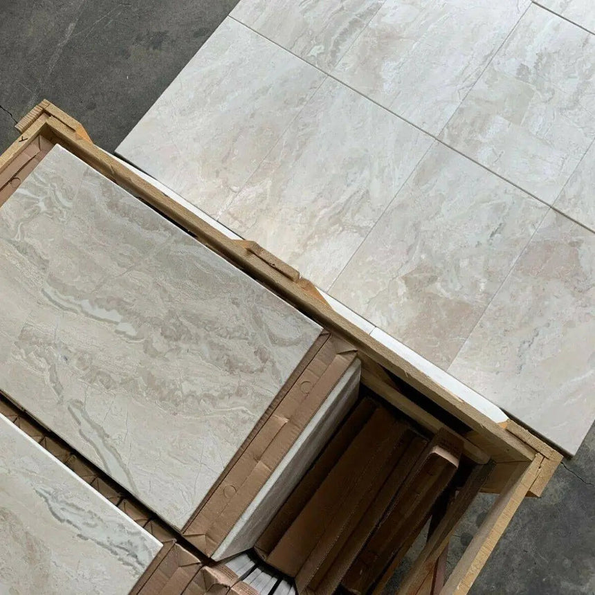 Marble Tiles - Diana Royal Tumbled Antiqued Marble Tile 406x610x12mm - intmarble