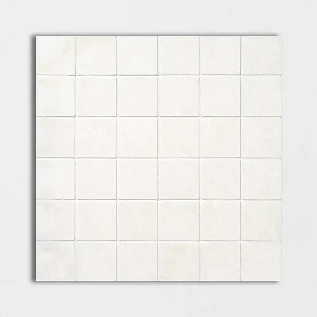 Marble Tiles - Snow White Honed Limestone Mosaic Tiles 48x48x10mm - intmarble