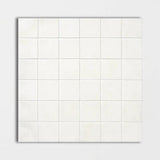 Marble Tiles - Snow White Honed Limestone Mosaic Tiles 48x48x10mm - intmarble