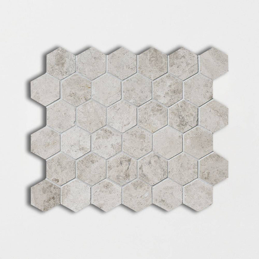 Marble Tiles - Soft Gray Hexagon Marble Mosaic Tiles 48x48mm - intmarble