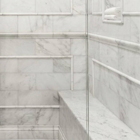 Marble Tiles - Carrara Honed Pencil Liner Marble Moldings 15x20x305mm - intmarble