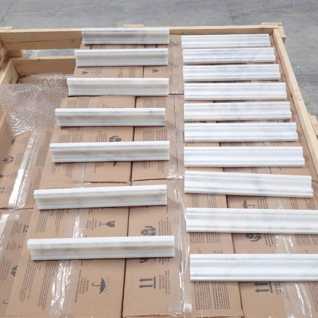 Marble Tiles - Marble Dado Carrara Marble Honed Moulding 47x305x26mm - intmarble