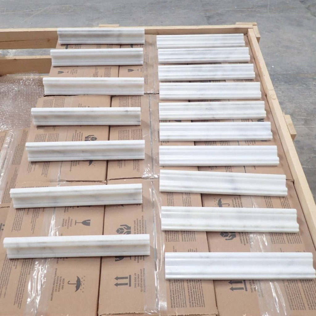 Marble Tiles - Marble Dado Carrara Marble Honed Moulding 47x305x26mm - intmarble