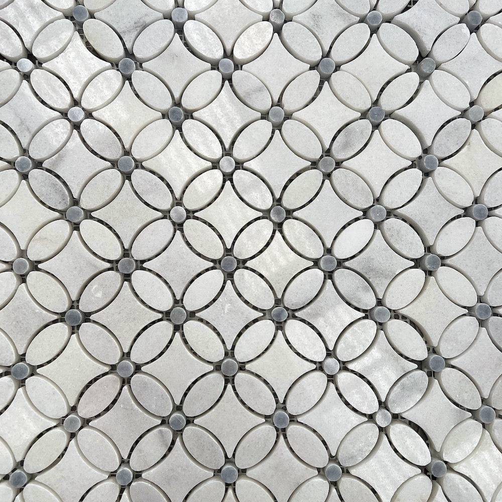 Marble Tiles - Calacatta Marble Daisy Flower Floor Wall Marble Mosaic Tile - intmarble