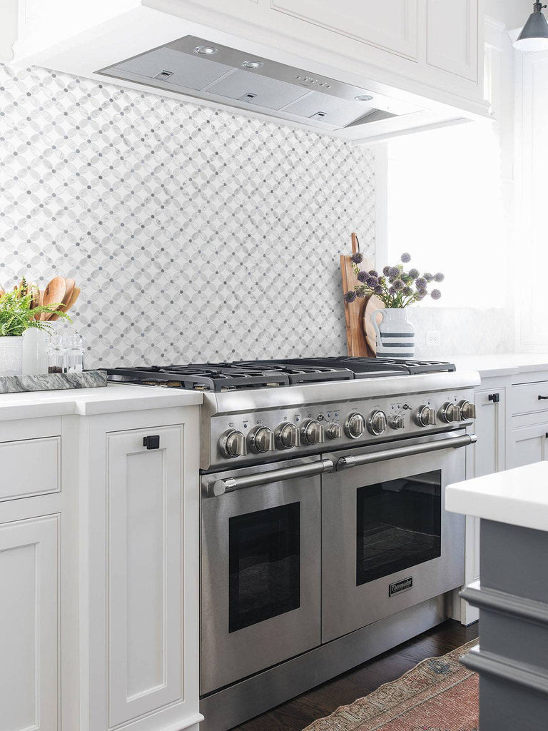 Marble Tiles - Calacatta Marble Daisy Flower Floor Wall Marble Mosaic Tile - intmarble